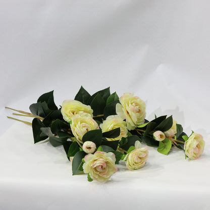 3 Pcs 60cm Dense leaf Gradient Yellow pink Artificial Camellia Bouquet