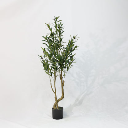 120cm Curved Trunk Artificial Olive Tree Detachable Potted Green Tree