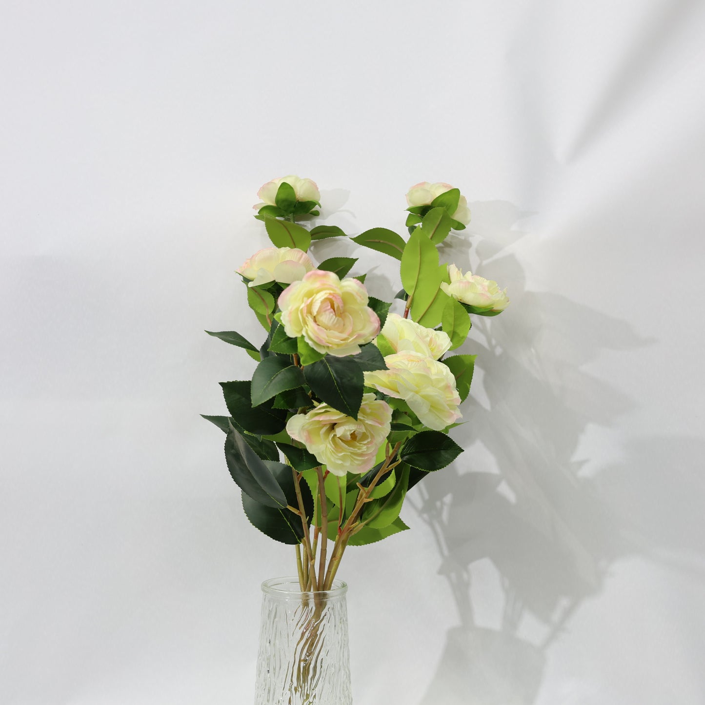 3 Pcs 60cm Dense leaf Gradient Yellow pink Artificial Camellia Bouquet