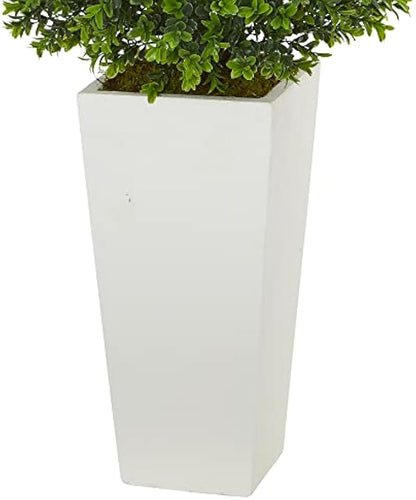6383 Artificial Plant in White Sweet Grass in Tower Planter (Indoor/Outdoor), Green,17"Dx17"Wx33"H