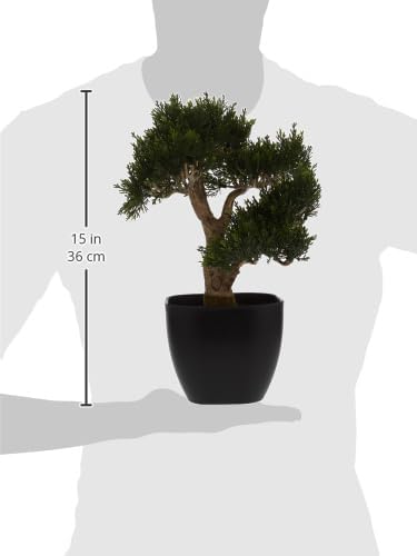 Nearly Natural 4966 Cedar Bonsai Artificial Tree, 15-Inch, Green