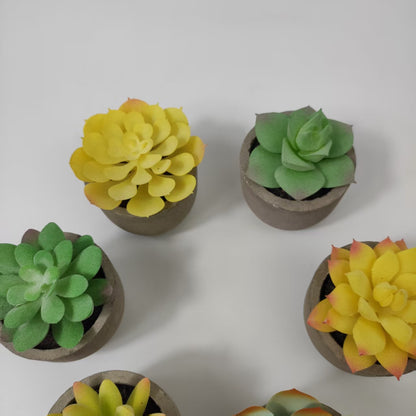 6pcs artificial Mini Succulent Potted Plants in Shatterproof Pulp Pots (6.5-8cm)