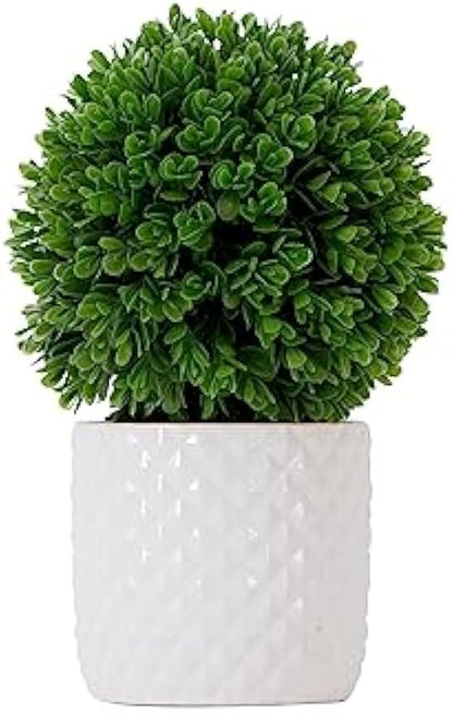 10in. Artificial Boxwood Topiary Plant with Decorative Planter