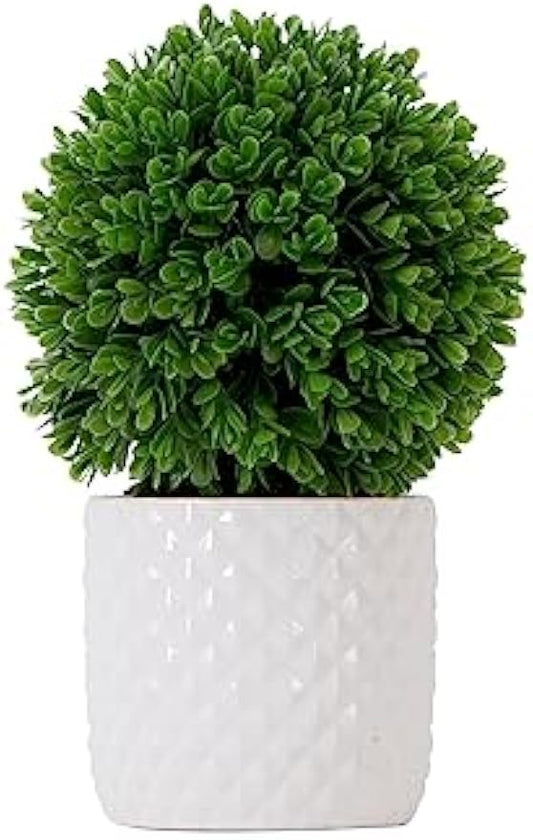 10in. Artificial Boxwood Topiary Plant with Decorative Planter