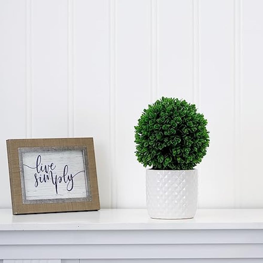10in. Artificial Boxwood Topiary Plant with Decorative Planter