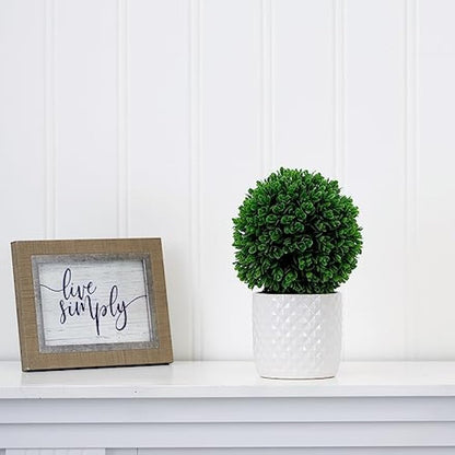 10in. Artificial Boxwood Topiary Plant with Decorative Planter