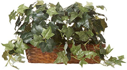12.5in. Puff Ivy with Ledge Basket Silk Plants, Green,20.5'' x 6'' x 12''