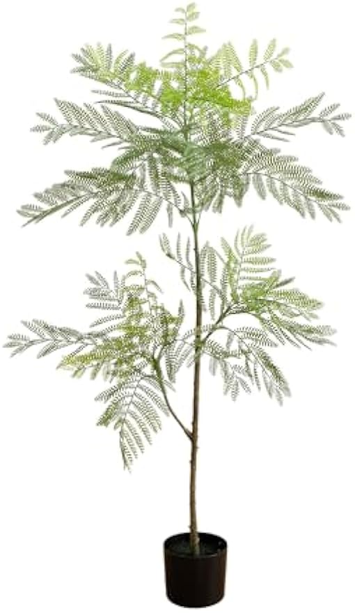 5ft Jacaranda Artificial Tree - Lifelike Green Leaves, Flexible Branches, Premium Craftsmanship, Includes Nursery Planter - Ideal for H