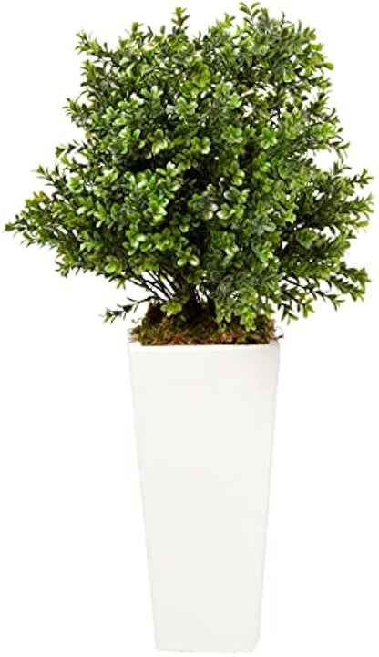 6383 Artificial Plant in White Sweet Grass in Tower Planter (Indoor/Outdoor), Green,17"Dx17"Wx33"H
