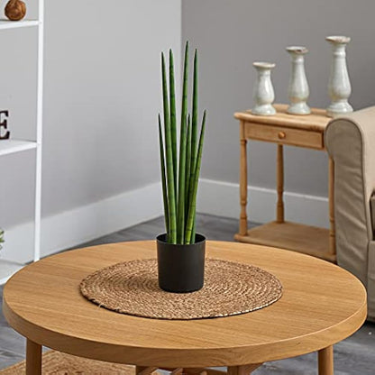 23-in Artificial Snake Plant for Indoor Home Decor in Black Nursery Pot, Fake Sansevieria, Faux Snake Plant for Living Room, Bedroom, O