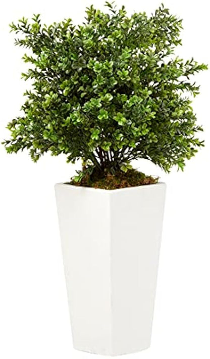 6383 Artificial Plant in White Sweet Grass in Tower Planter (Indoor/Outdoor), Green,17"Dx17"Wx33"H