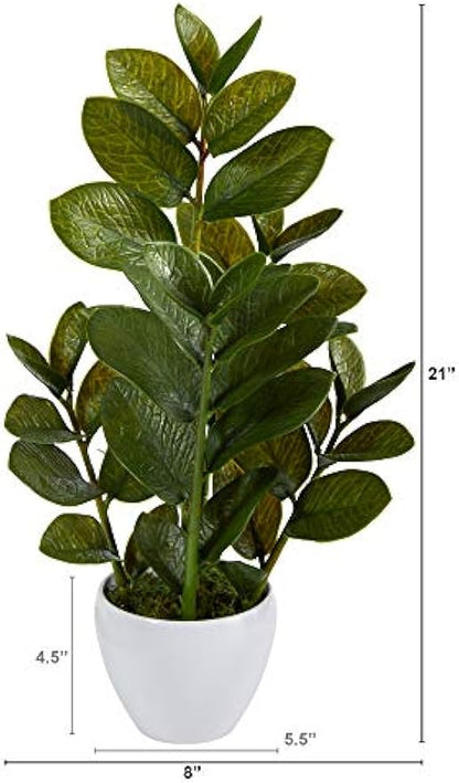 22in. Zamioculcas Artificial Plant in White Planter