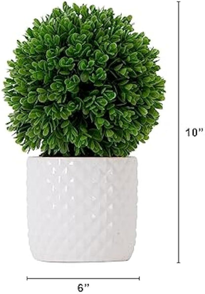 10in. Artificial Boxwood Topiary Plant with Decorative Planter