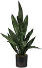2-ft Artificial Tall Snake Plant Sansevieria, Green Faux Snake Plant for Indoor Home Decor in Black Nursery Pot, 24-in Fake Plant for O