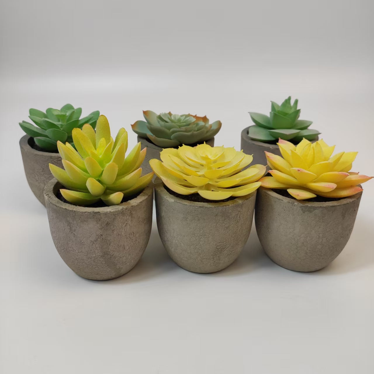 6pcs artificial Mini Succulent Potted Plants in Shatterproof Pulp Pots (6.5-8cm)