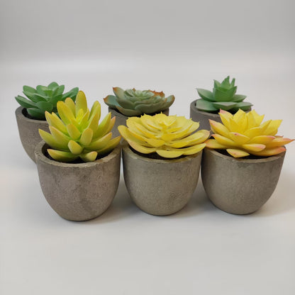 6pcs artificial Mini Succulent Potted Plants in Shatterproof Pulp Pots (6.5-8cm)