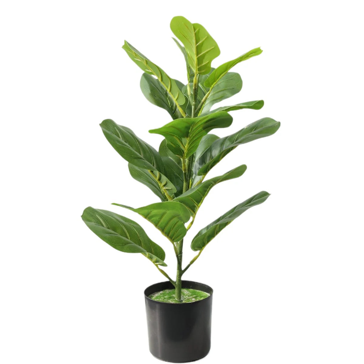 Ficus Lyrata Mini Artificiale 55cm con 16 Grandi Foglie Verdi Scuro, Pianta Finta in Vaso per Decorazione Tavolo Natale