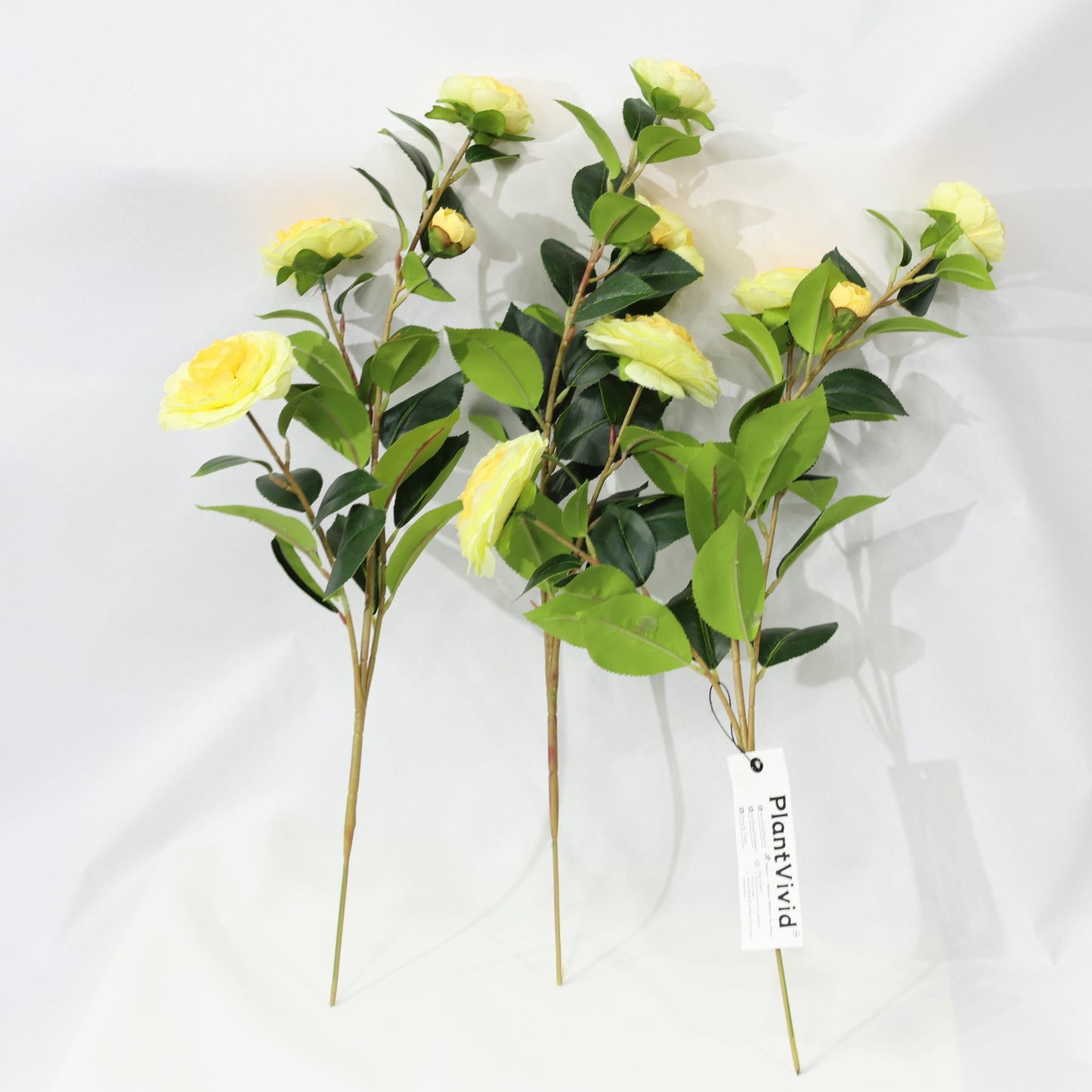 3 Pcs 60cm Faux leaf gradient yellow artificial camellia bouquets wedding decor