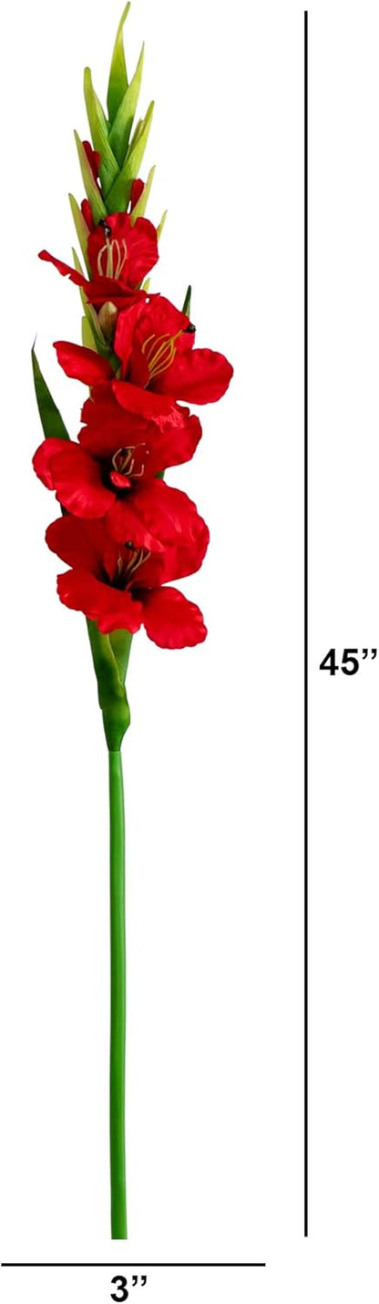 45-in Artificial Gladiolus Flower Stems, Set of 3 Long Stem Artificial Flowers for Home or Office Décor, Faux Gladiolus Flower Stems in No50