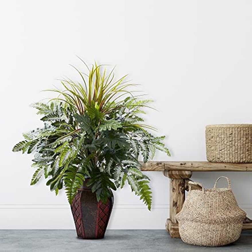 Mixed Grass & Fern with Decorative Planter