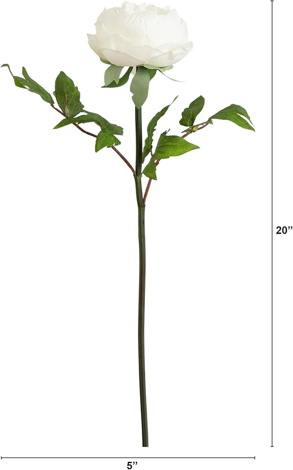 20-in Artificial Peony Flower Stems, Set of 3 Long Stem Artificial Flowers for Home or Office Décor, Faux Peony Flower Stems in White f No50