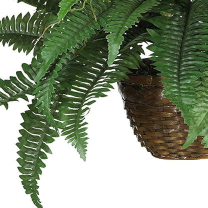 6599 18in. Boston Fern Silk Hanging Basket,Green,10.25" x 10.25" x 17.5"