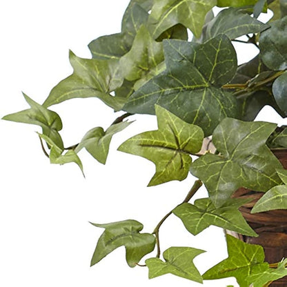 12.5in. Puff Ivy with Ledge Basket Silk Plants, Green,20.5'' x 6'' x 12''