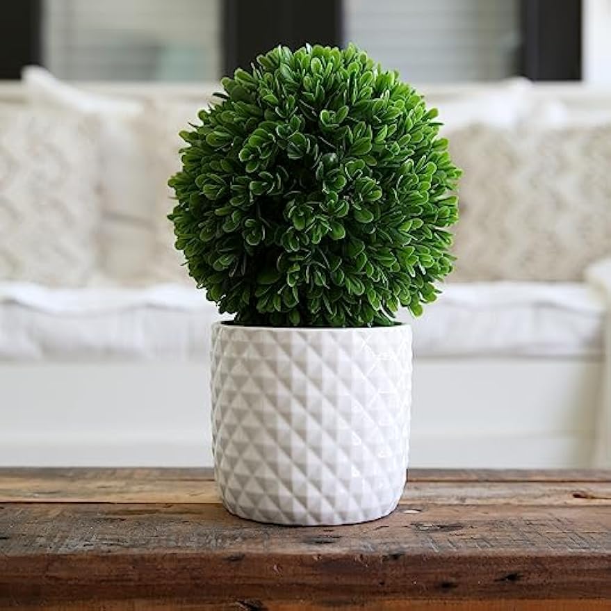 10in. Artificial Boxwood Topiary Plant with Decorative Planter