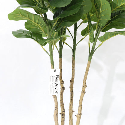 Ficus Lyrata Artificiale 170cm con 4 Tronchi e Grandi Foglie Verdi Scuro, Pianta Finta in Vaso per Decorazione Casa Ufficio Natale