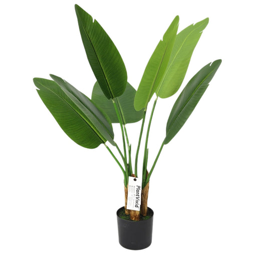 Palma Viaggiatrice Artificiale 80cm con 7 Grandi Foglie Verdi Lussureggianti, Pianta Finta Tropicale per Decorazione Casa Natale