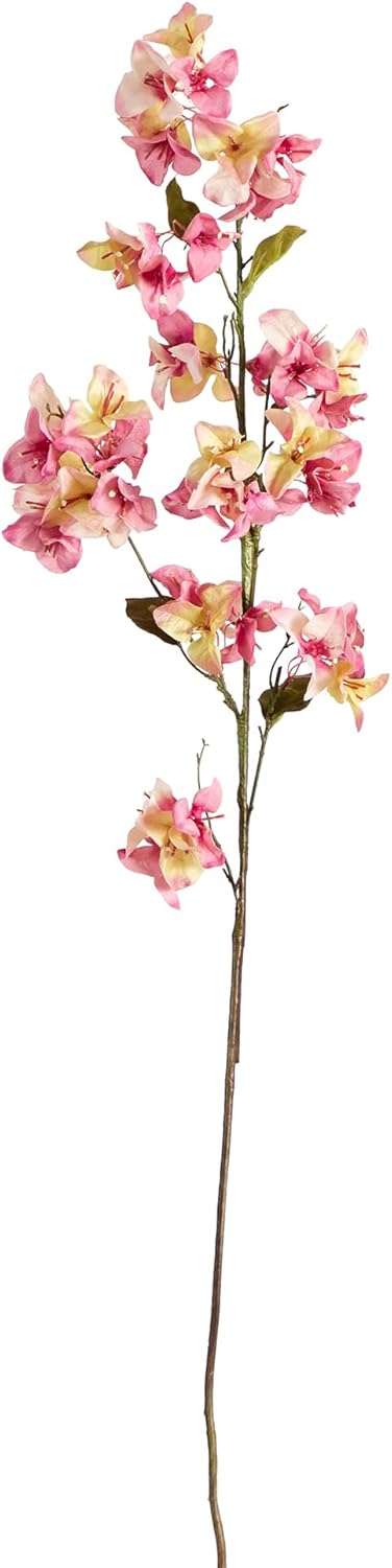 47-in Artificial Bougainvillea Flower Stems, Set of 3 Long Stem Artificial Flowers for Home or Office Décor, Faux Bougainvillea Flower No50