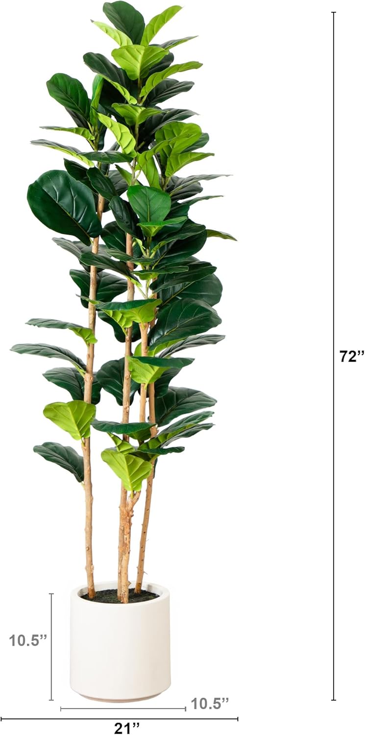 6ft. Artificial Fiddle Leaf Tree in Decorative White Planter