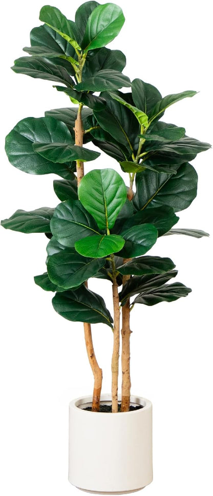 4ft. Artificial Fiddle Leaf Tree in Decorative White Planter