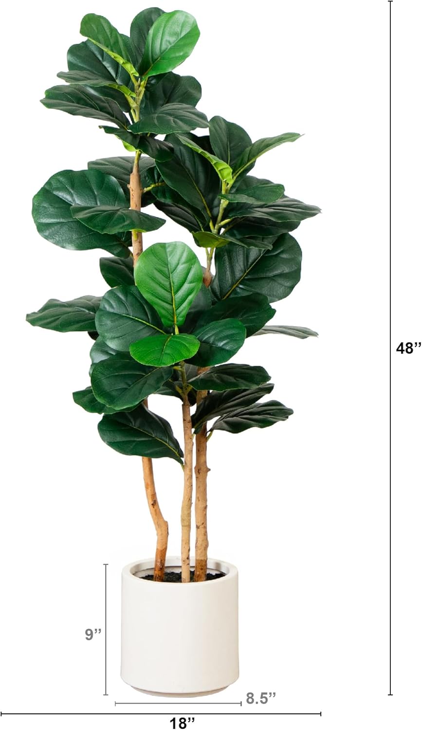 4ft. Artificial Fiddle Leaf Tree in Decorative White Planter