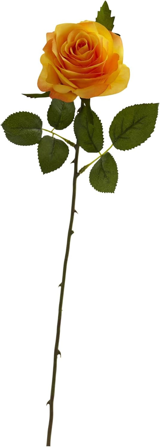 Nearly Natural 18in. Rose Flower (Set of 24) Artificial Plant, 18"H x 3.25"W x 3.25"D, Orange No50