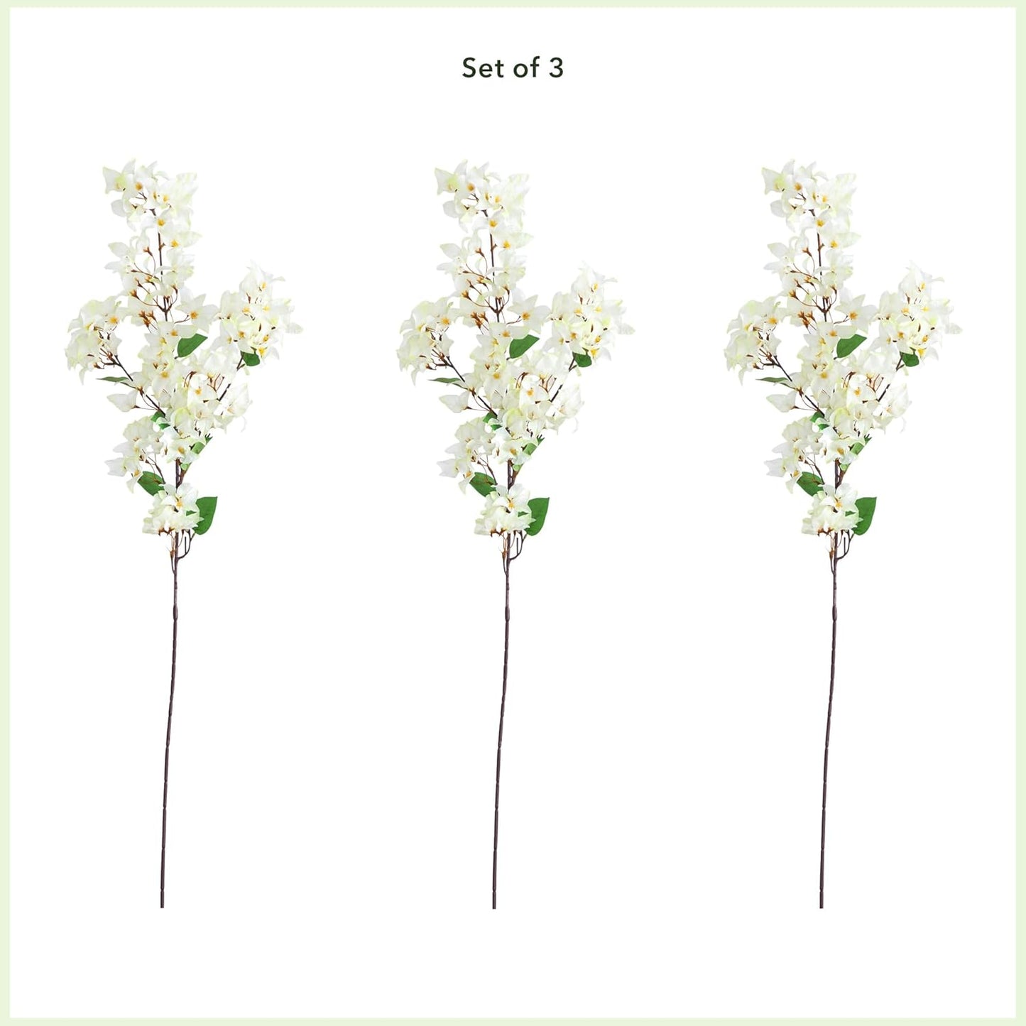47-in Artificial Bougainvillea Flower Stems, Set of 3 Long Stem Artificial Flowers for Home or Office Décor, Faux Bougainvillea Flower No50