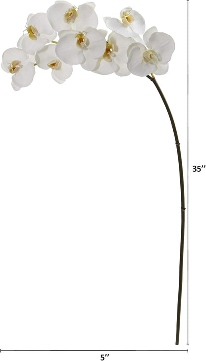 Nearly Natural 35in. Phalaenopsis Orchid Artificial (Set of 6) Silk Flowers, 35 in, White
