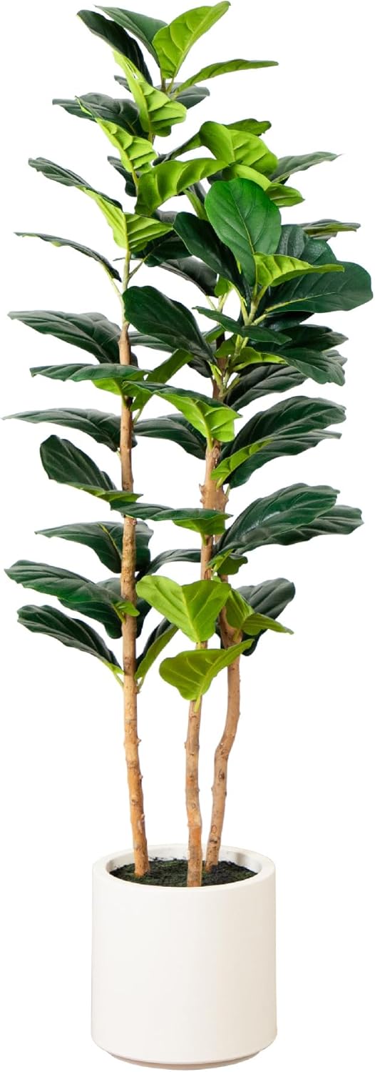 5ft. Artificial Fiddle Leaf Tree in Decorative White Planter