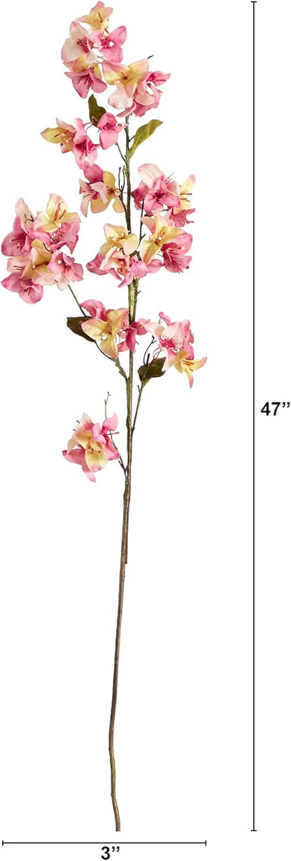 47-in Artificial Bougainvillea Flower Stems, Set of 3 Long Stem Artificial Flowers for Home or Office Décor, Faux Bougainvillea Flower No50