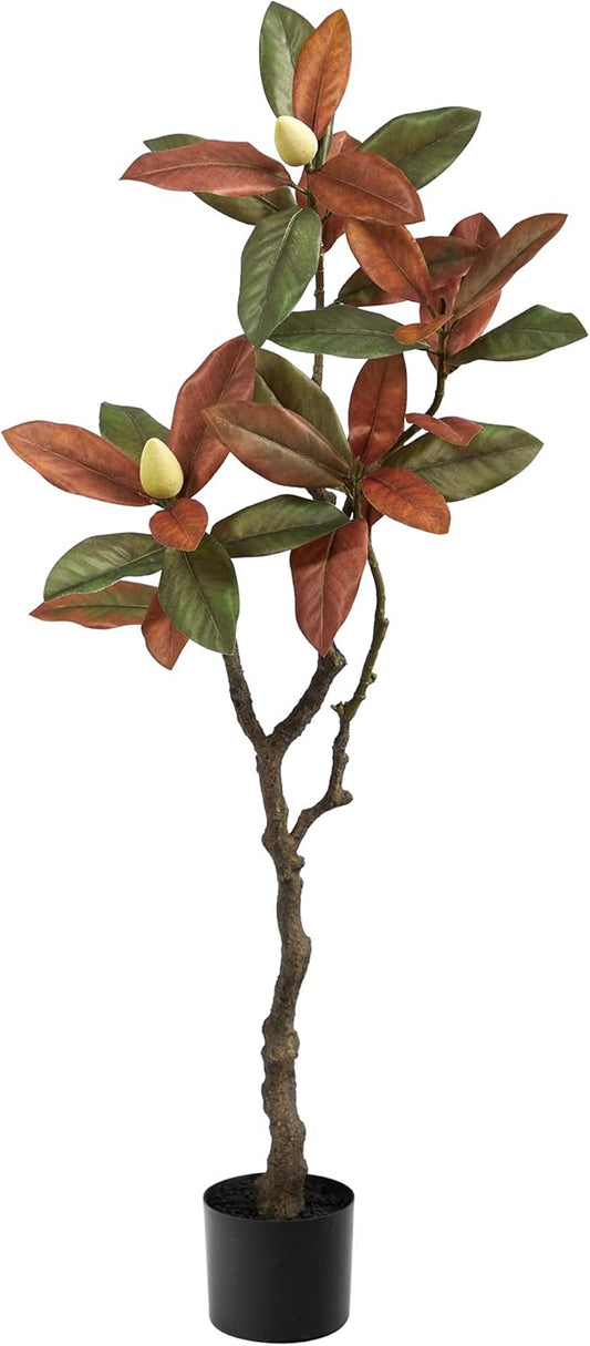 4ft. Fall Magnolia Artificial Tree, Brown, Plastic, Iron Wire, Fabric