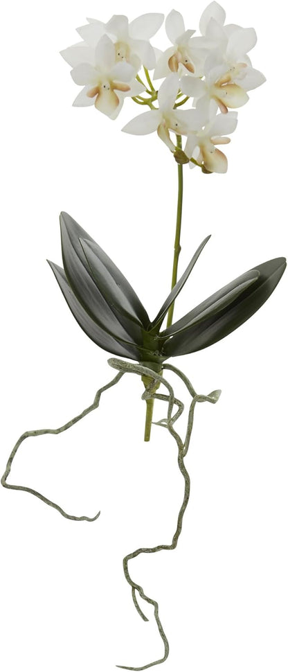 13 in. Mini Orchid Phalaenopsis Artificial (Set of 6) Silk Flowers, White