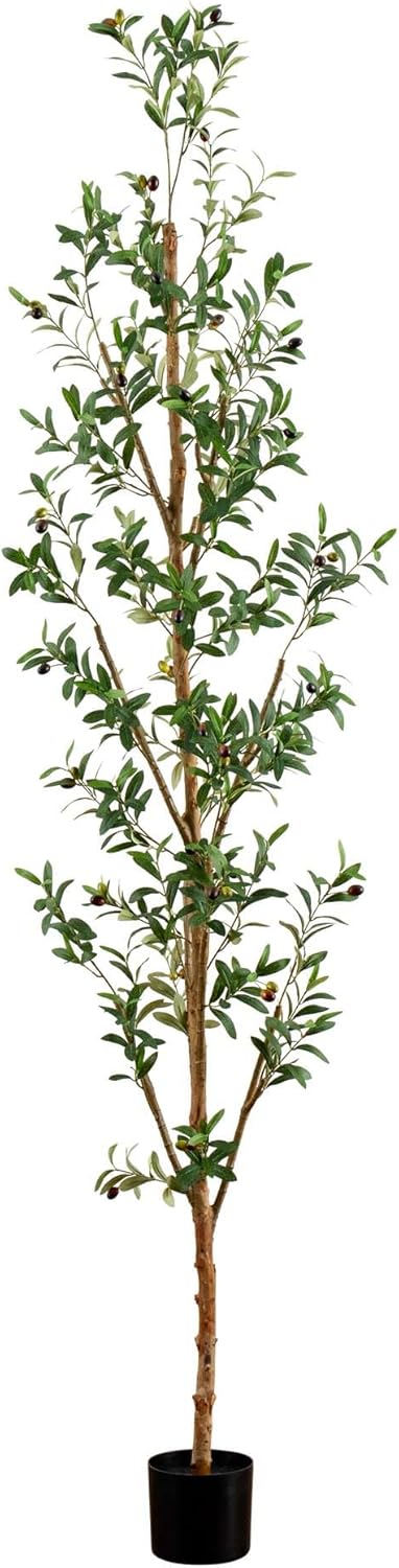5FT Tall Silk Faux Olive Tree for Home and Office Decor, Fake Potted Tree with Natural Wood Trunk, Realistic Branches and Lifelike Frui No50