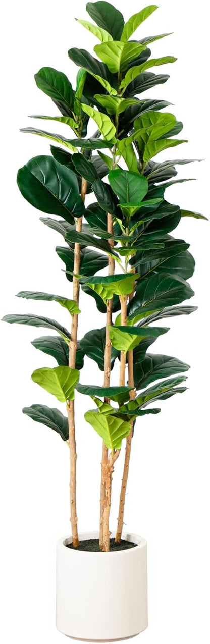 6ft. Artificial Fiddle Leaf Tree in Decorative White Planter