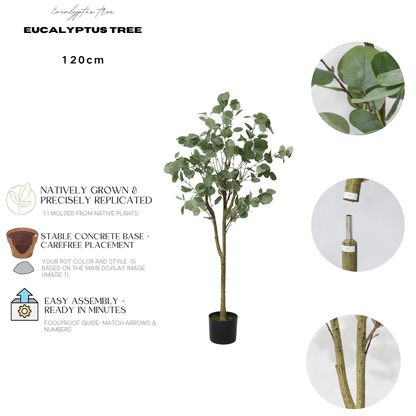 120cm αφαιρούμενος τεχνητός ευκάλυπτος, φρέσκο πράσινο ψεύτικο φυτό