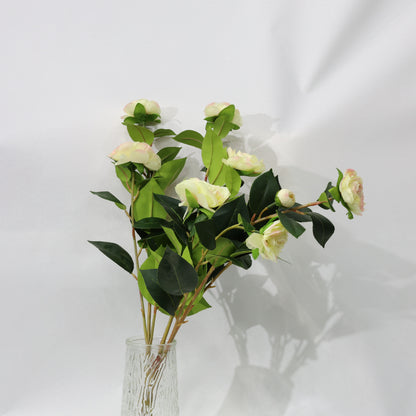 3 Pcs 60cm Dense leaf Gradient Yellow pink Artificial Camellia Bouquet