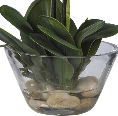 4643-WH Phalaenopsis with Glass Vase Decorative Silk Flower Arrangement, White 29 x 10.25 x 10.25 No50