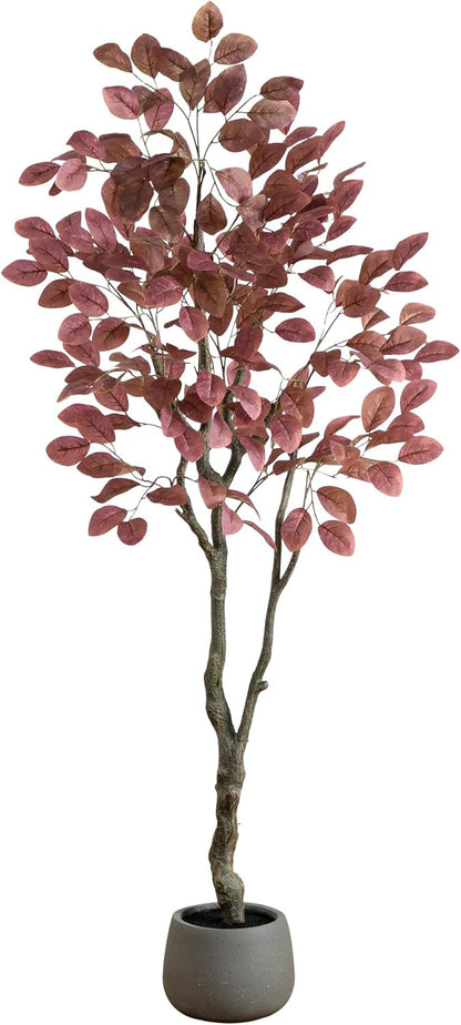 6ft Artificial Dogwood Autumn Tree – Lifelike Fall Foliage in Decorative Planter, Seasonal Display for Halloween and Thanksgiving, Rust