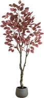 6ft Artificial Dogwood Autumn Tree – Lifelike Fall Foliage in Decorative Planter, Seasonal Display for Halloween and Thanksgiving, Rust