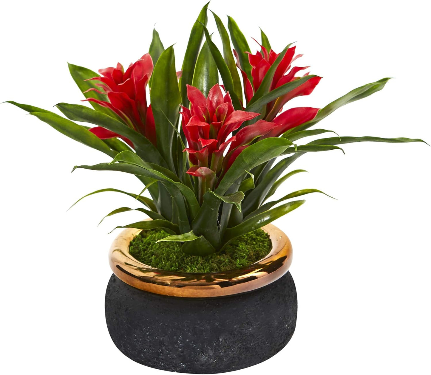 Nearly Natural 11in. Bromeliad Artificial Plant in Stoneware Planter No50