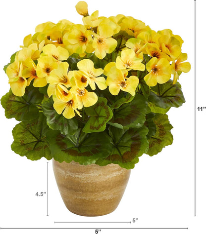 11in. Geranium Artificial Plant in Ceramic Planter UV Resistant (Indoor/Outdoor) No50